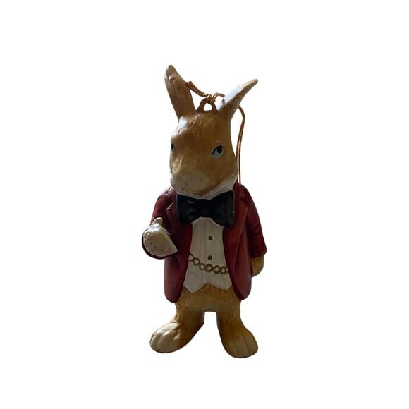March Hare Alice in Wonderland Ceramic Ornament 4 inch Figurine White Rabbit - Picture 1 of 7